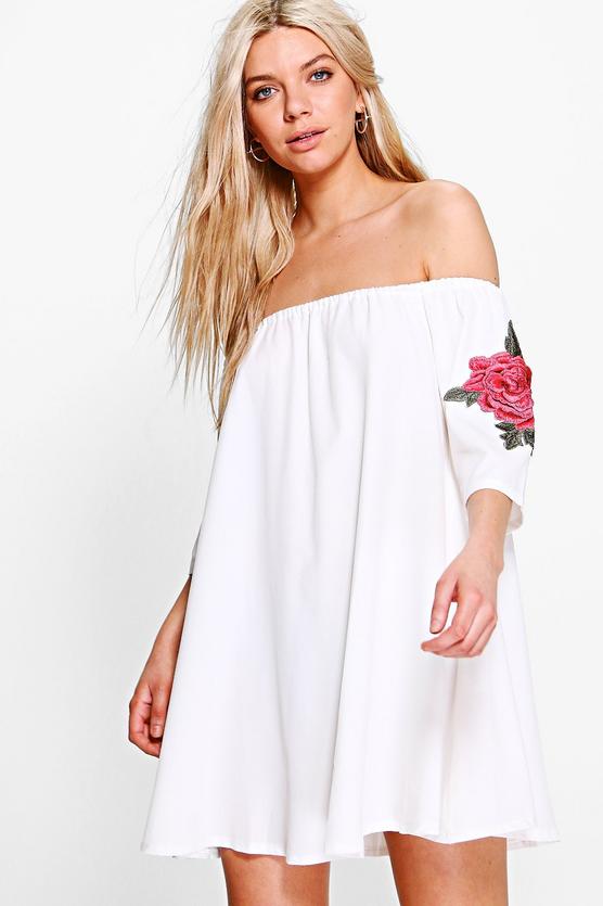 Cleo Embroidered Cold Shoulder Dress